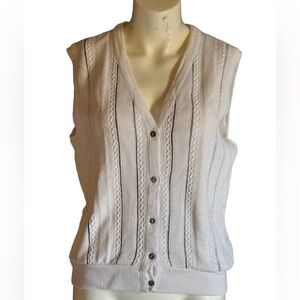 Vintage White Cable Knit Women's Sweater Vest